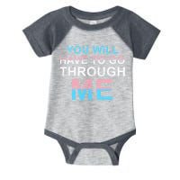You Will Have To Go Through Me Lgbtq Ally Statrement Infant Baby Jersey Bodysuit