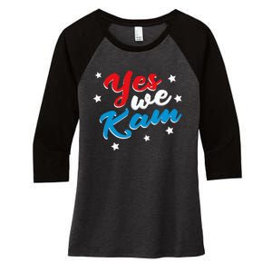 Yes We Kam Kamala Harris Supporter President 2024 Women's Tri-Blend 3/4-Sleeve Raglan Shirt