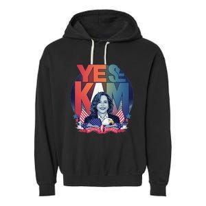 Yes We Kam Madam Harris Funny Garment-Dyed Fleece Hoodie