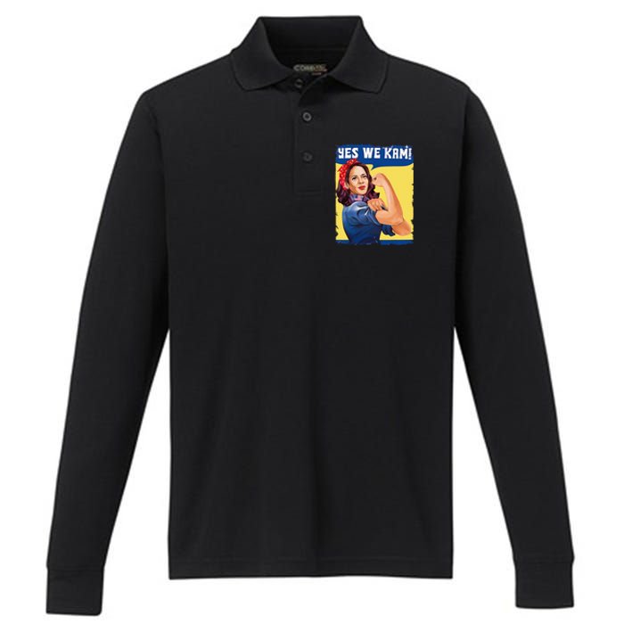 Yes We Kam Female President Gift Performance Long Sleeve Polo