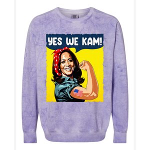 Yes We Kam Rosie The Riveter For President Kamala Harris Colorblast Crewneck Sweatshirt