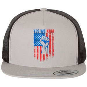 Yes We Kam Harris For President 2024 Flat Bill Trucker Hat