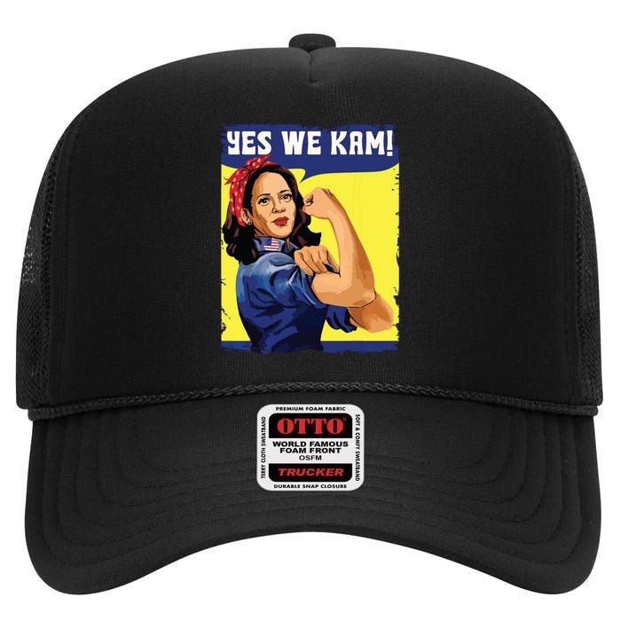 Yes We Kam Madam Harris Fun High Crown Mesh Back Trucker Hat