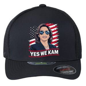 Yes We Kam American Flag Usa Kamala Harris Flexfit Unipanel Trucker Cap