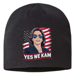 Yes We Kam American Flag Usa Kamala Harris Sustainable Beanie