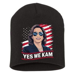 Yes We Kam American Flag Usa Kamala Harris Short Acrylic Beanie