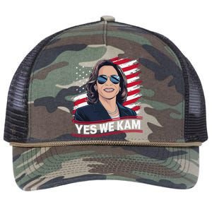 Yes We Kam American Flag Usa Kamala Harris Retro Rope Trucker Hat Cap