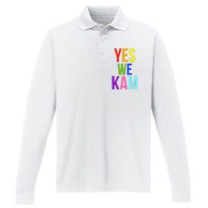 Yes We Kam Democrat Party Kamala Hariss Vote 2024 Performance Long Sleeve Polo