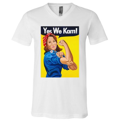 Yes We Kam Vote Madam Kamala Harris President Election V-Neck T-Shirt