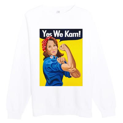 Yes We Kam Vote Madam Kamala Harris President Election Premium Crewneck Sweatshirt