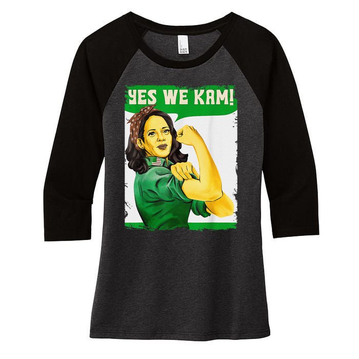 Yes We Kam Madam Harris Fun Women's Tri-Blend 3/4-Sleeve Raglan Shirt