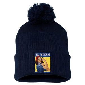 Yes We Kam Madam Harris Kamala Harris 2024 For President Pom Pom 12in Knit Beanie