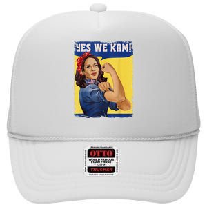 Yes We Kam Madam Harris Kamala Harris 2024 For President High Crown Mesh Back Trucker Hat