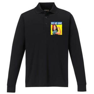 Yes We Kam Madam Harris Funny Saying Quote Kalama President Performance Long Sleeve Polo