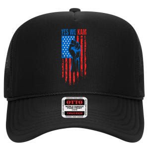 Yes We Kam Harris For President 2024 Political Election Premium High Crown Mesh Back Trucker Hat