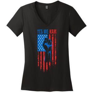 Yes We Kam Harris For President 2024 Political Election Premium Women's V-Neck T-Shirt