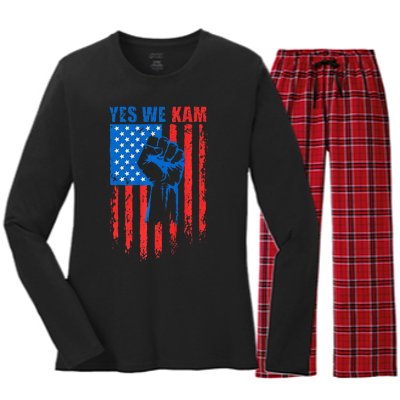 Yes We Kam Harris For Presiden Women's Long Sleeve Flannel Pajama Set 