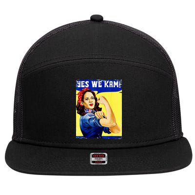 Yes We Kam Madam Harris Funny 7 Panel Mesh Trucker Snapback Hat