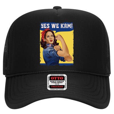 Yes We Kam Madam Harris Fun High Crown Mesh Back Trucker Hat