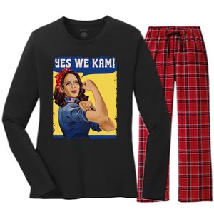 Yes We Kam Madam Harris Fun Women's Long Sleeve Flannel Pajama Set 