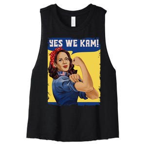 Yes We Kam Madam Harris Fun Women's Racerback Cropped Tank