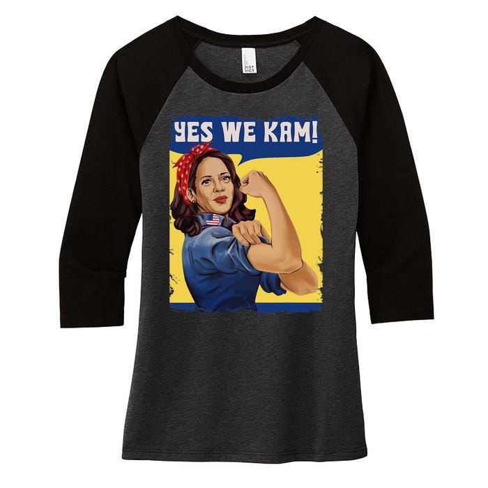 Yes We Kam Madam Harris Fun Women's Tri-Blend 3/4-Sleeve Raglan Shirt