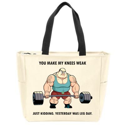 Yesterday Was Leg Day Weightlifting Bodybuilding Gym Fitness Cute Gift Zip Tote Bag