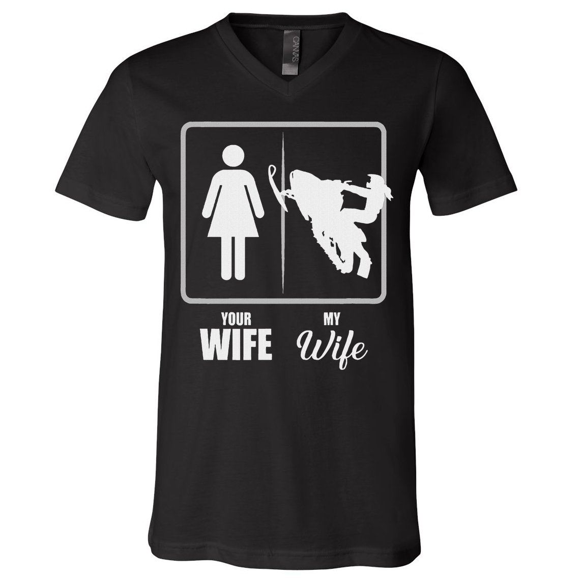 Your Wife My Wife Snowmobile Valentine V-Neck T-Shirt