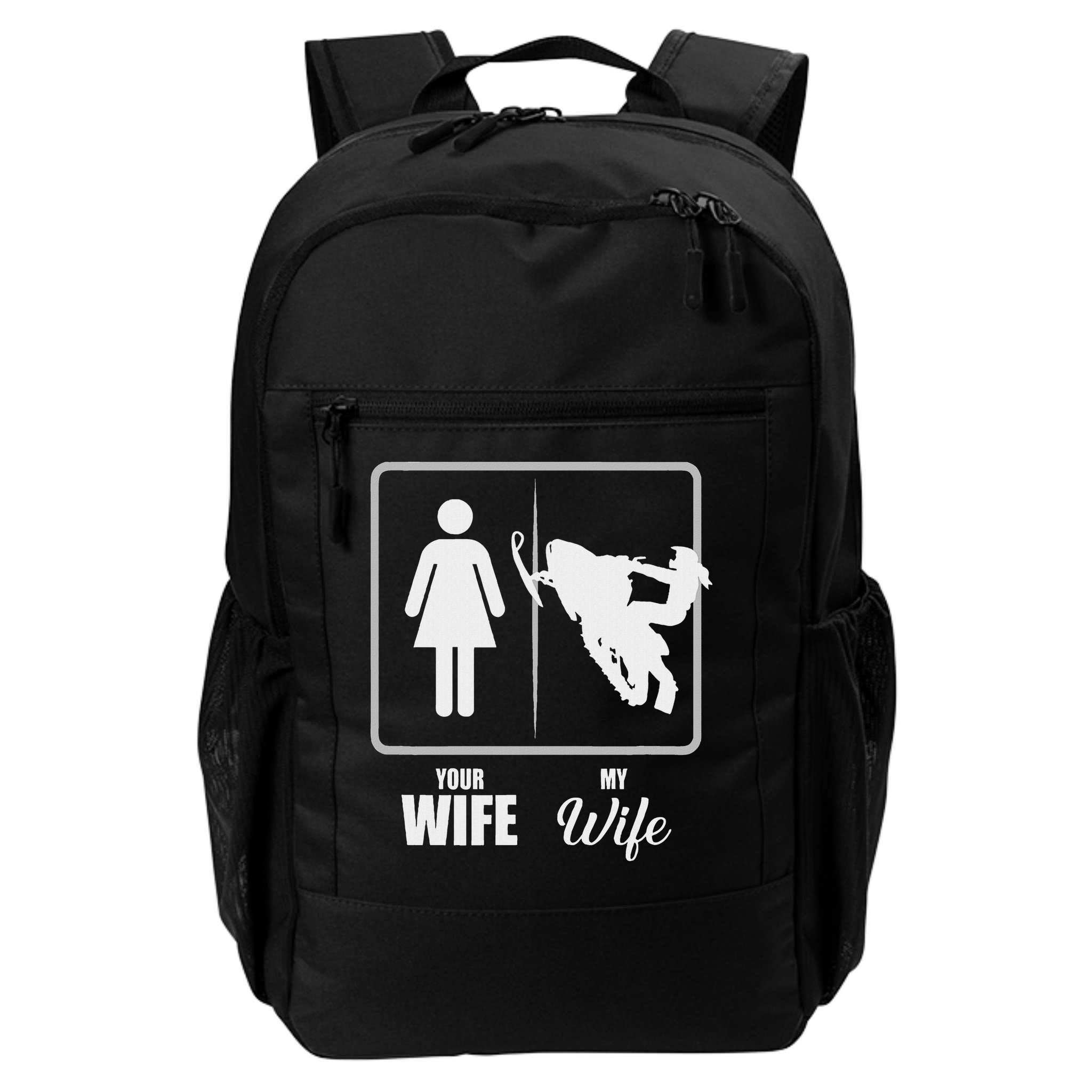 Your Wife My Wife Snowmobile Valentine Backpack