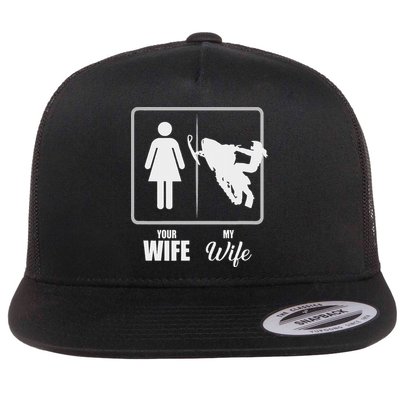 Your Wife My Wife Snowmobile Valentine Flat Bill Trucker Hat