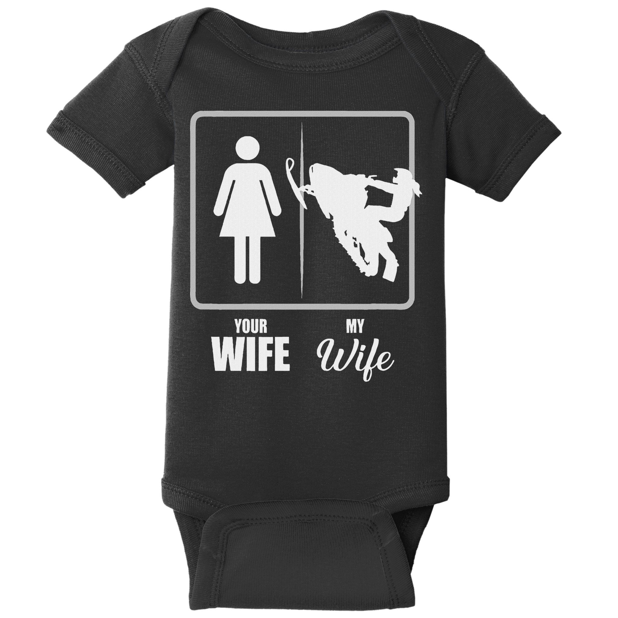Your Wife My Wife Snowmobile Valentine Baby Bodysuit