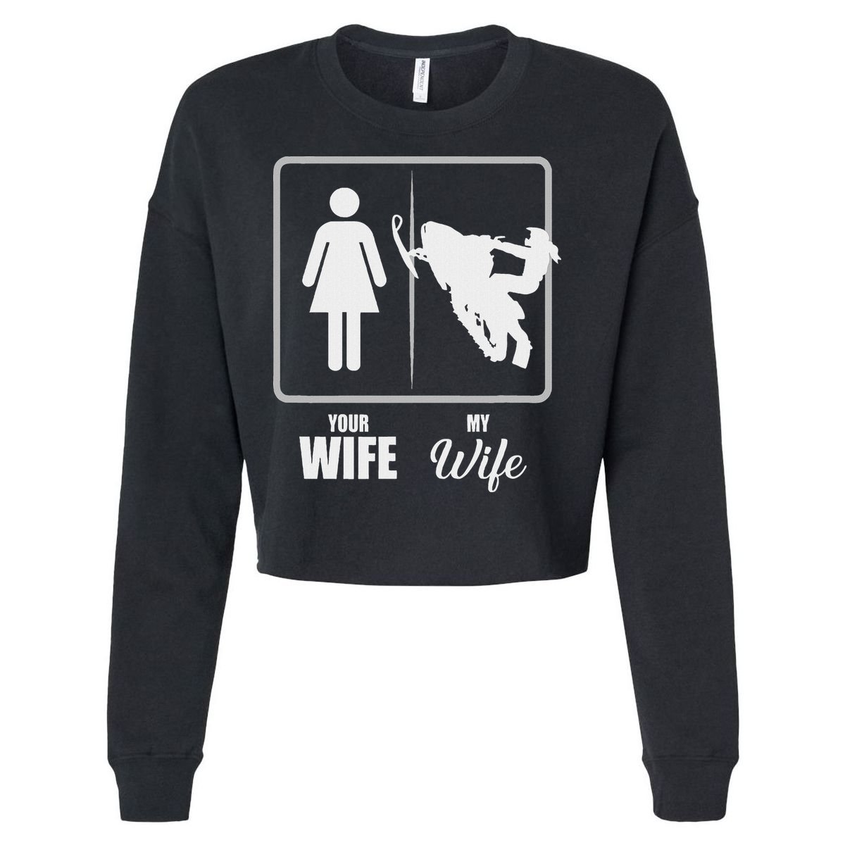 Your Wife My Wife Snowmobile Valentine Cropped Pullover Crew