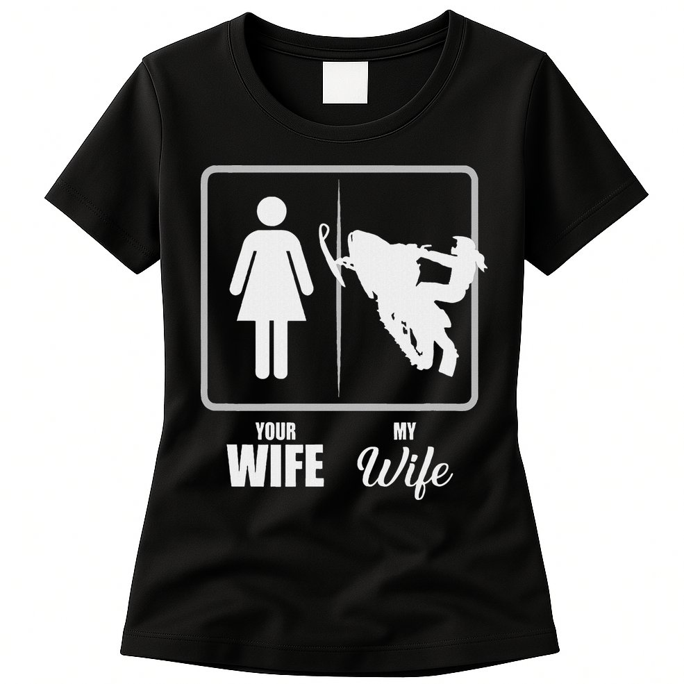 Your Wife My Wife Snowmobile Valentine Womens T-Shirt