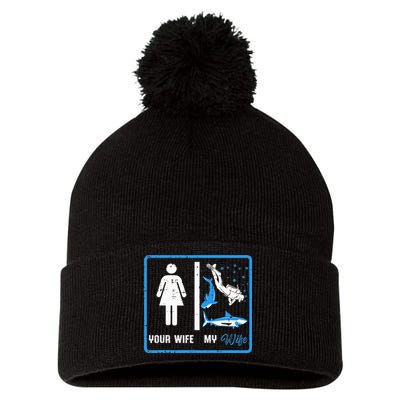 Your Wife My Wife Scuba Diving Pom Pom 12in Knit Beanie