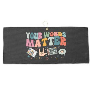 Your Words Matter Speech Therapy Language Pathologist Mental Large Microfiber Waffle Golf Towel