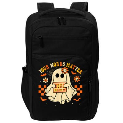 Your Words Matter Slp Speech Therapist Halloween Ghost Impact Tech Backpack