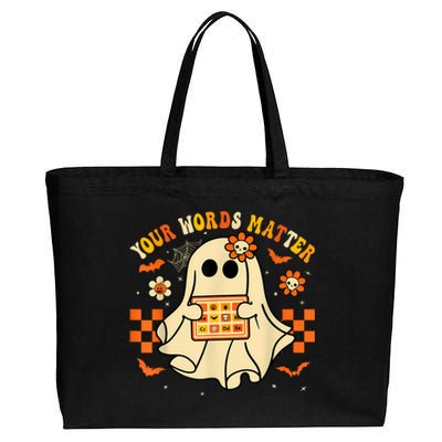 Your Words Matter Slp Speech Therapist Halloween Ghost Cotton Canvas Jumbo Tote