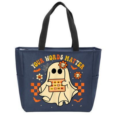 Your Words Matter Slp Speech Therapist Halloween Ghost Zip Tote Bag