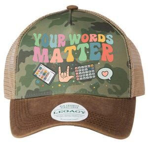 Your Words Matter Aac Sped Teacher Inclusion Legacy Tie Dye Trucker Hat