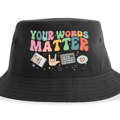 Your Words Matter Aac Sped Teacher Inclusion Sustainable Bucket Hat