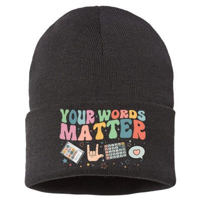 Your Words Matter Aac Sped Teacher Inclusion Sustainable Knit Beanie