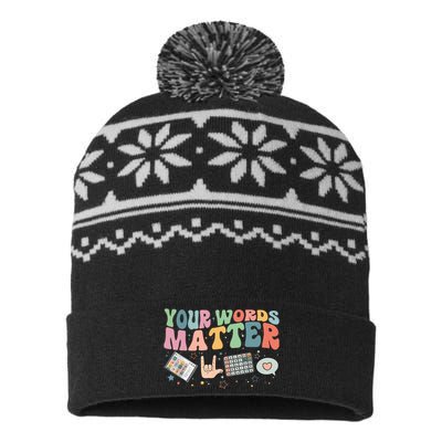 Your Words Matter Aac Sped Teacher Inclusion USA-Made Snowflake Beanie