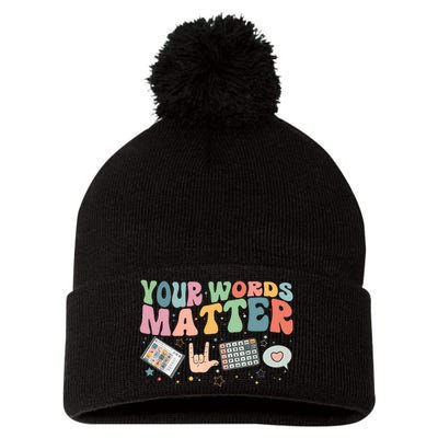 Your Words Matter Aac Sped Teacher Inclusion Pom Pom 12in Knit Beanie