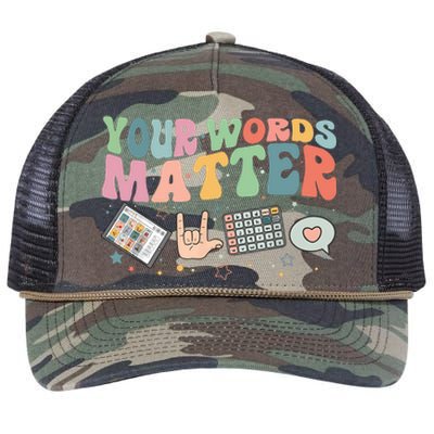 Your Words Matter Aac Sped Teacher Inclusion Retro Rope Trucker Hat Cap