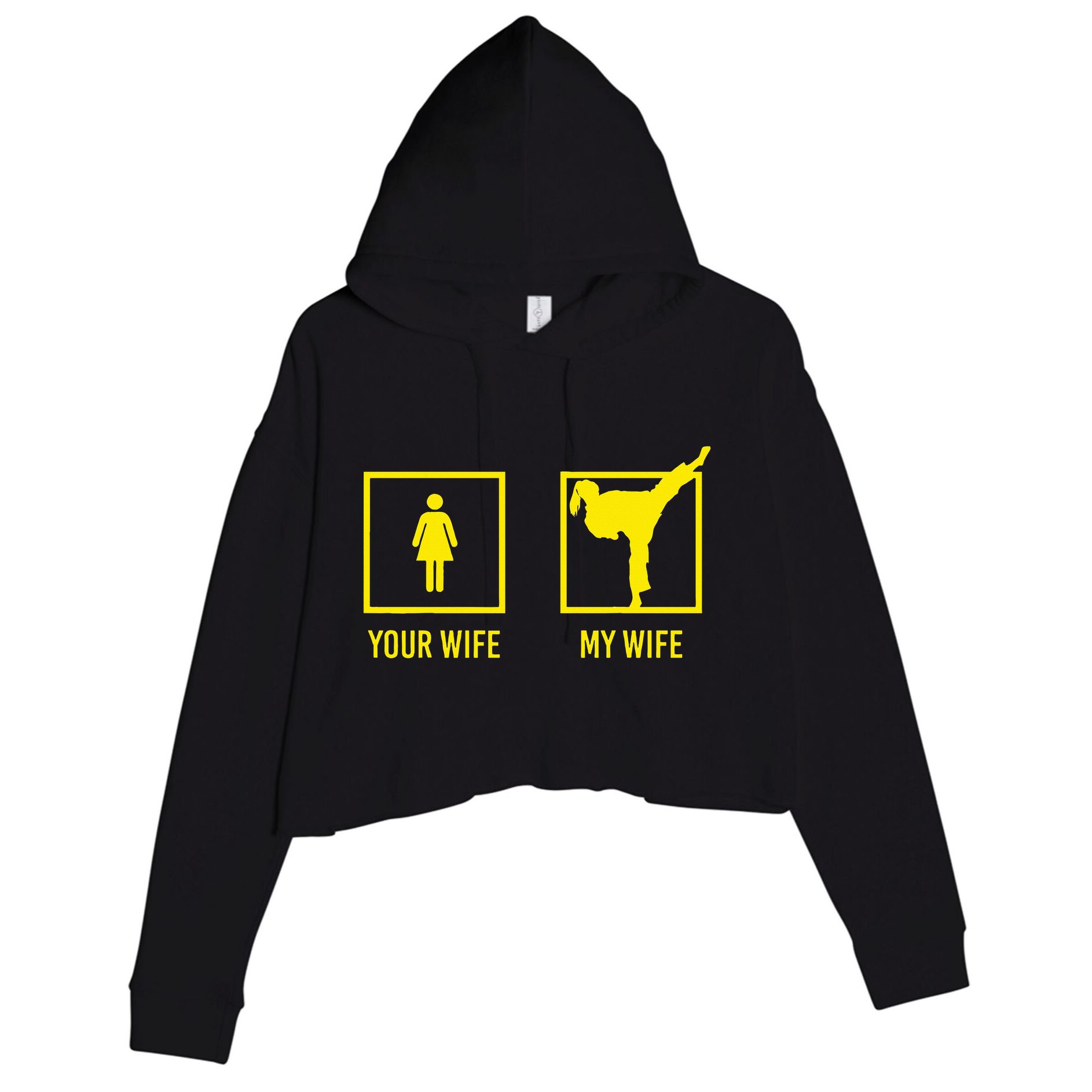 Your Wife My Wife Graphic Martial Arts Crop Fleece Hoodie