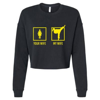 Your Wife My Wife Graphic Martial Arts Cropped Pullover Crew