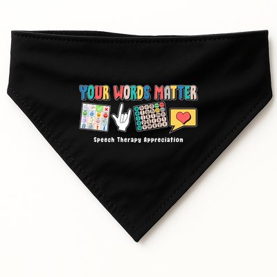 Your Words Matter Speech Therapy Appreciation USA-Made Doggie Bandana