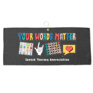 Your Words Matter Speech Therapy Appreciation Large Microfiber Waffle Golf Towel