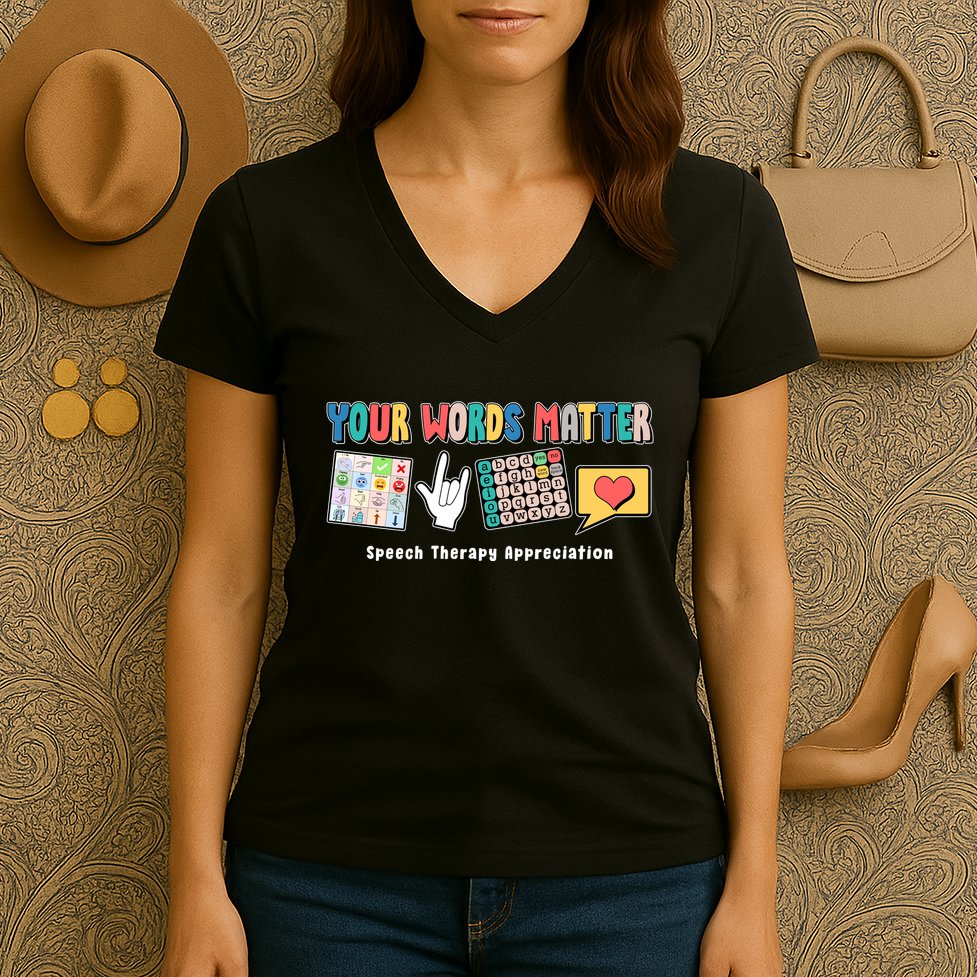 Your Words Matter Speech Therapy Appreciation Women's V-Neck T-Shirt