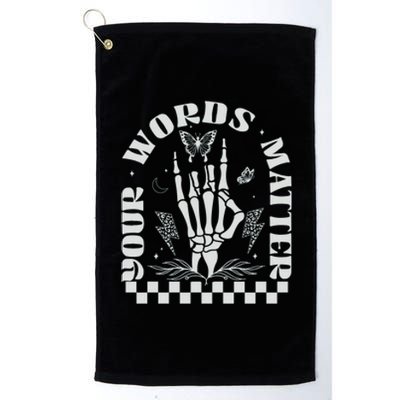 Your Words Matter Skeleton Rock Hand Aac Sped Teacher Spla Gift Platinum Collection Golf Towel